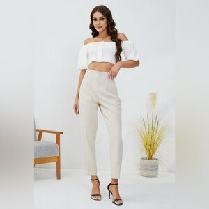 Elegant Cream High-Waisted Pants